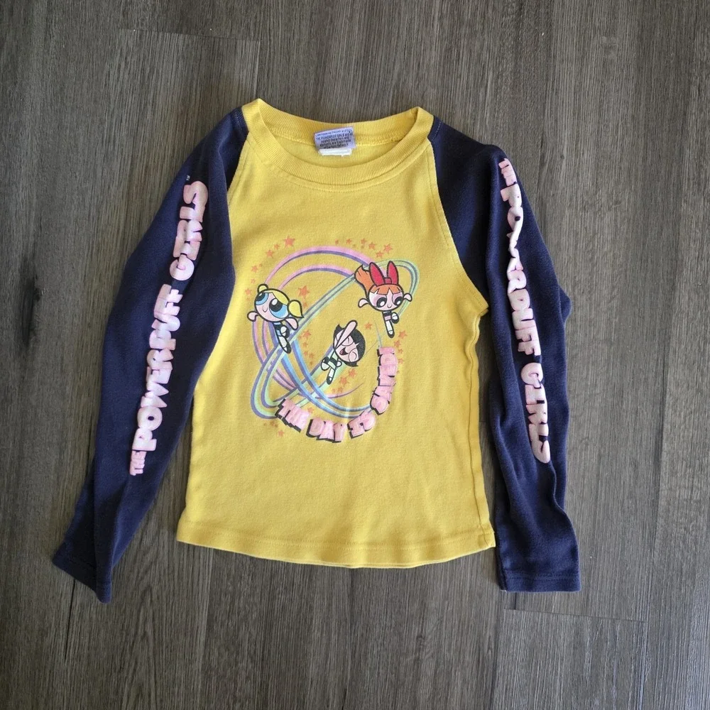 Vintage 2001‎ Youth Power Puff Girls Raglan LS Shirt Cartoon Network Size M